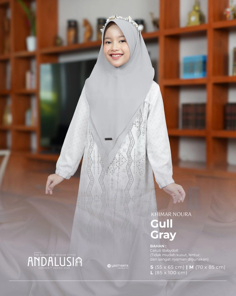 Product image KHIMAR NOURA ANAK PASANGAN SARIMBIT 2026 S GULL GRAY